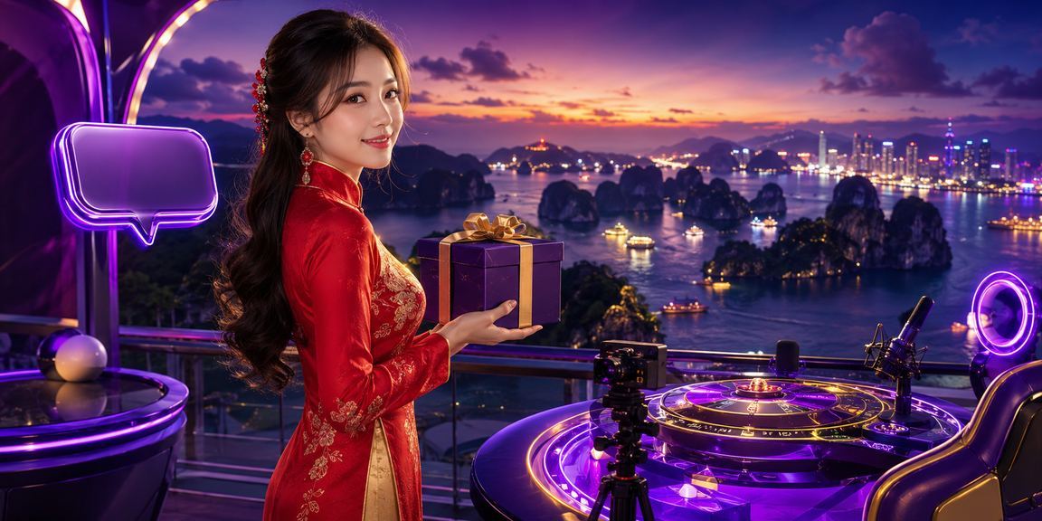 Khung cảnh Vịnh Hạ Long với người mặc áo dài và không khí cá cược thể thao