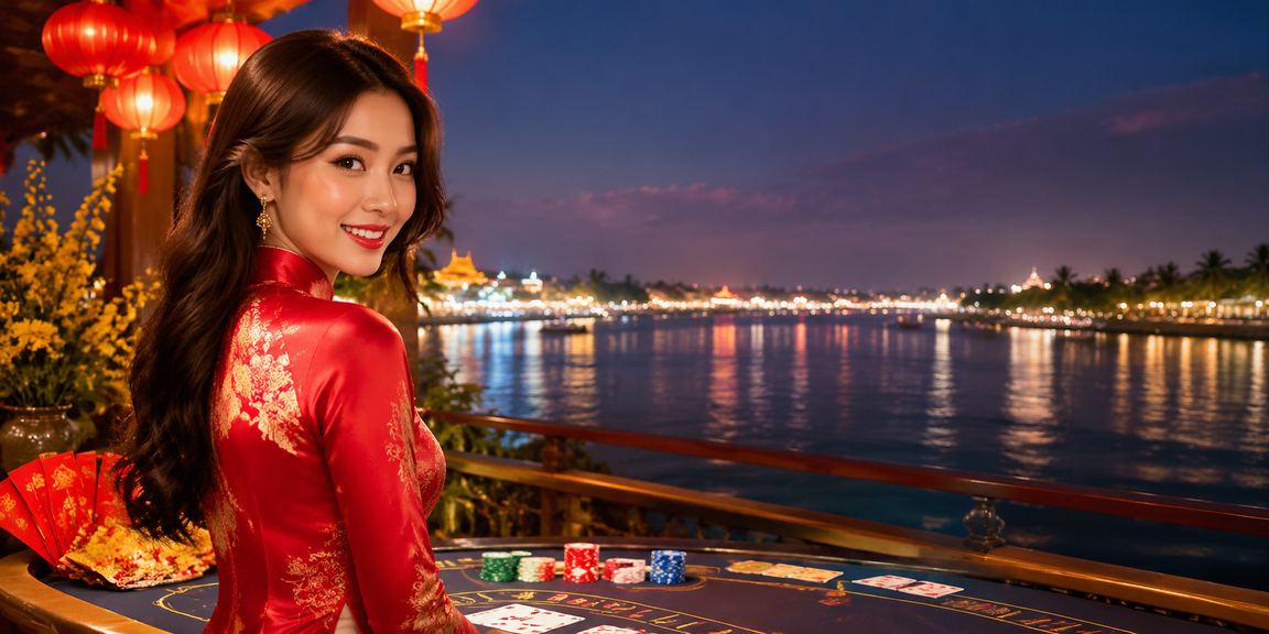 Người chơi Baccarat bên ánh đèn lồng tại vùng Mekong về đêm