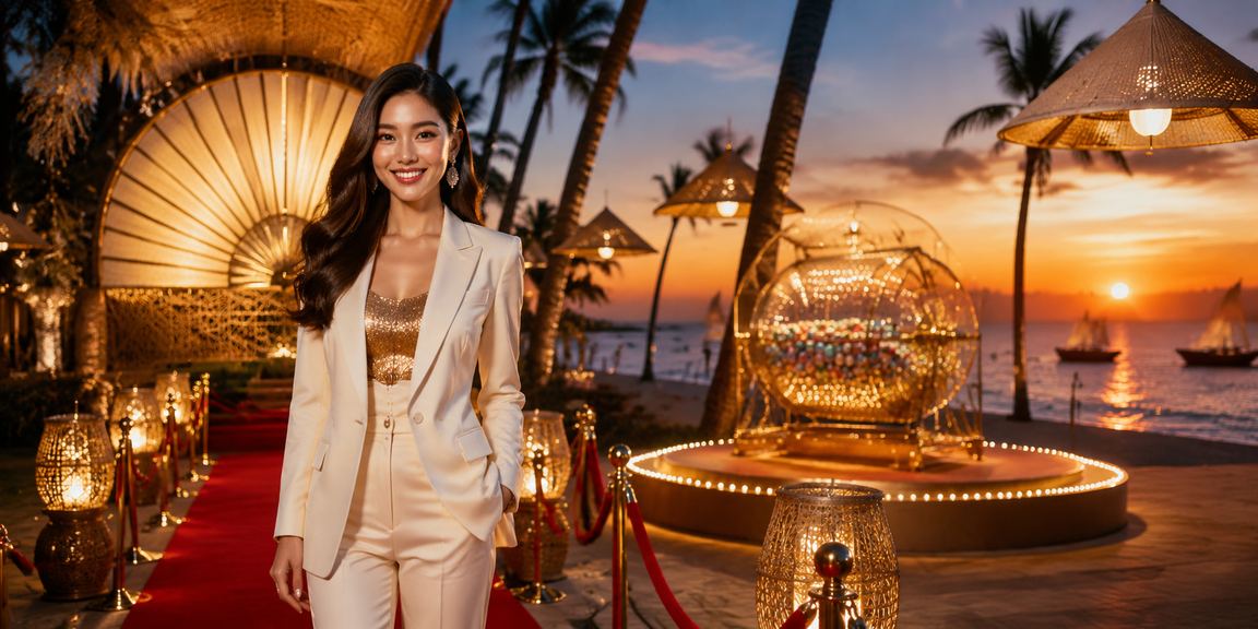 Người dùng mua vé xổ số tại Phú Quốc với nón lá